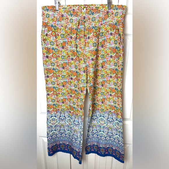 Anthro PINKERTON Wide Leg Pants Pajamas Floral Colorful Boho Palazzo - Picture 1 of 11